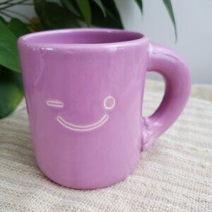 Room Essentials Novelty Face Mug Coffee Cup Mug Stoneware Pink Winking Face Mug